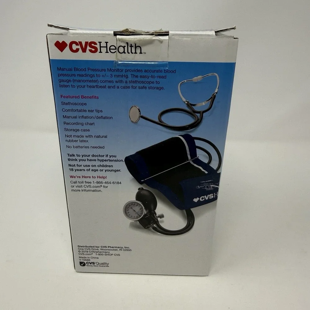 CVS Health Blood Pressure Monitor Manual Stethoscope Medium Arm Cuff